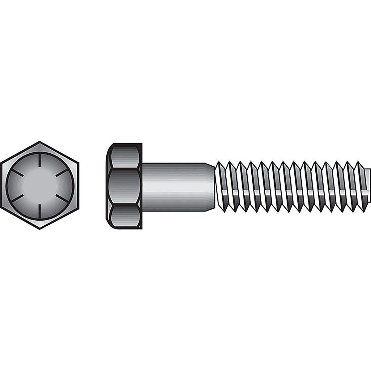 Hillman - 220121 - 3/8 in. Dia. x 1 in. L Heat Treated Steel Hex Head Cap Screw - 100/Pack