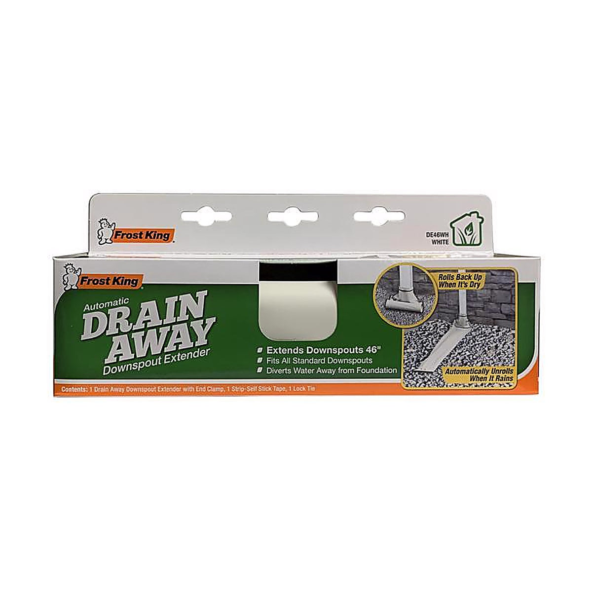 Frost King - DE46WH - Drain Away 2.88 in. H x 9 in. W x 4 in. L White Plastic Downspout Extension
