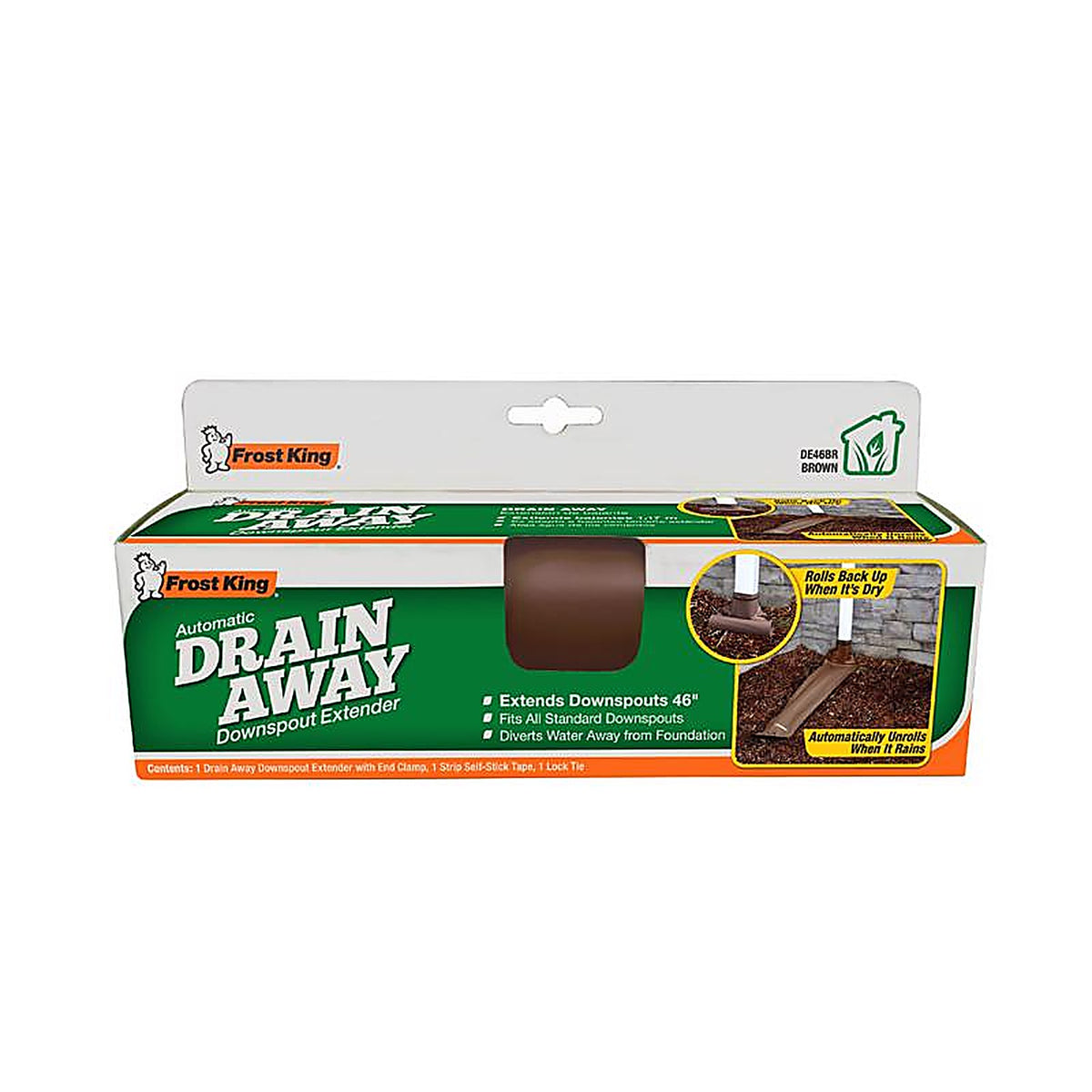 Frost King - DE46BR - Drain Away 2.8 in. H x 9 in. W x 4 in. L Brown Plastic Downspout Extension