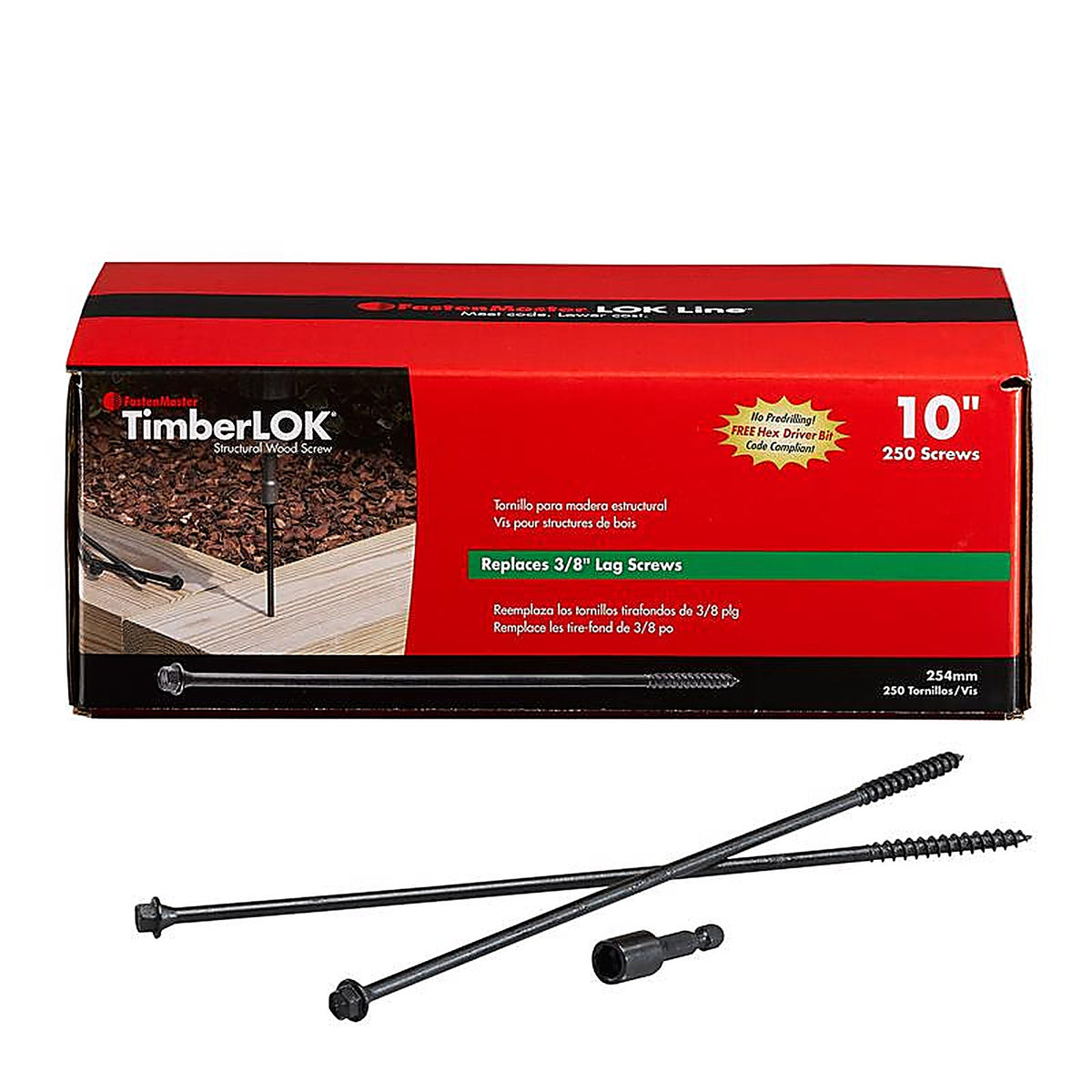 FastenMaster - FMTLOK10-250 - TimberLok No. 10 X 10 in. L Hex Epoxy Wood Screws 250 pk