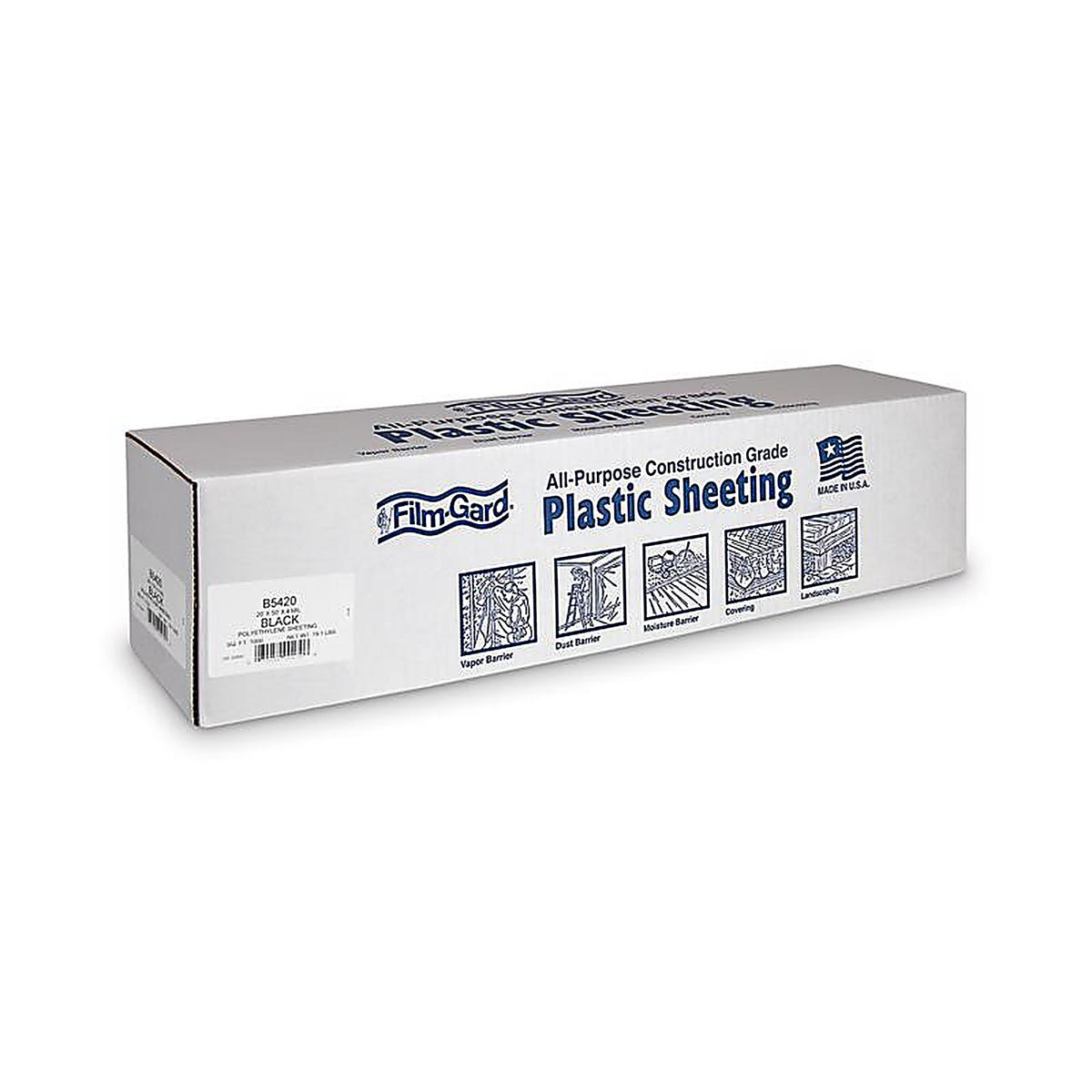 Film-Gard - 625947 - Plastic Sheeting 4 mil X 20 ft. W X 50 ft. L Polyethylene Black 1 pk