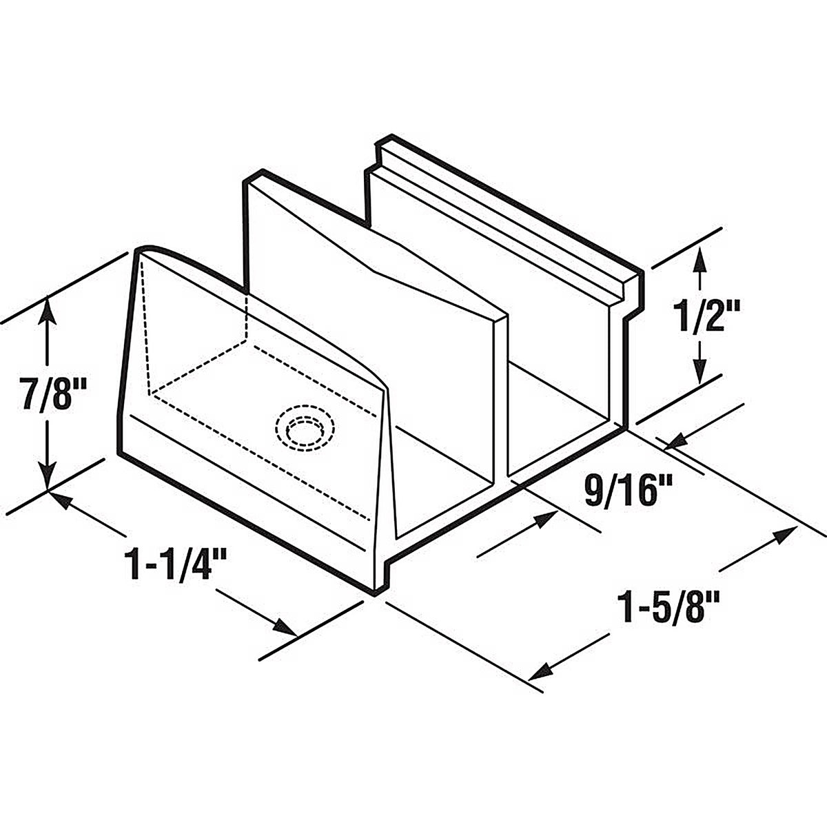 Prime-Line - M 6111 - 5.4 in. H X 9/16 in. W Clear Frameless Shower Door Bottom Guide