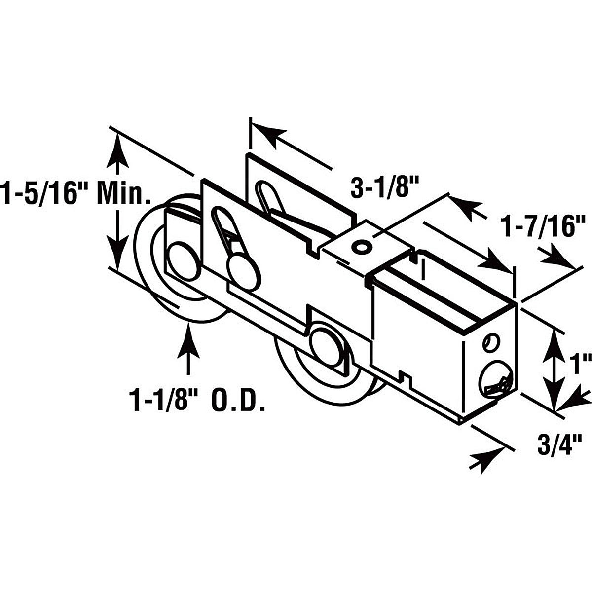 Prime-Line - D 1791 - 1-1/8 in. D X 0.75 in. L Steel Roller Assembly 1 pk