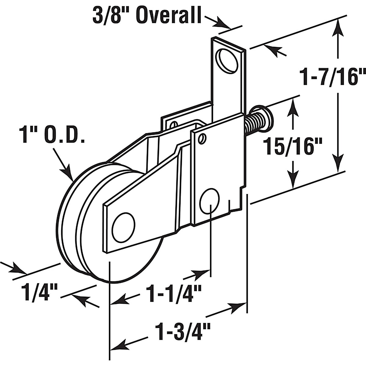 Prime-Line - B 777 - 1 in. D X 0.25 in. L Nylon/Steel Roller Assembly 1 pk