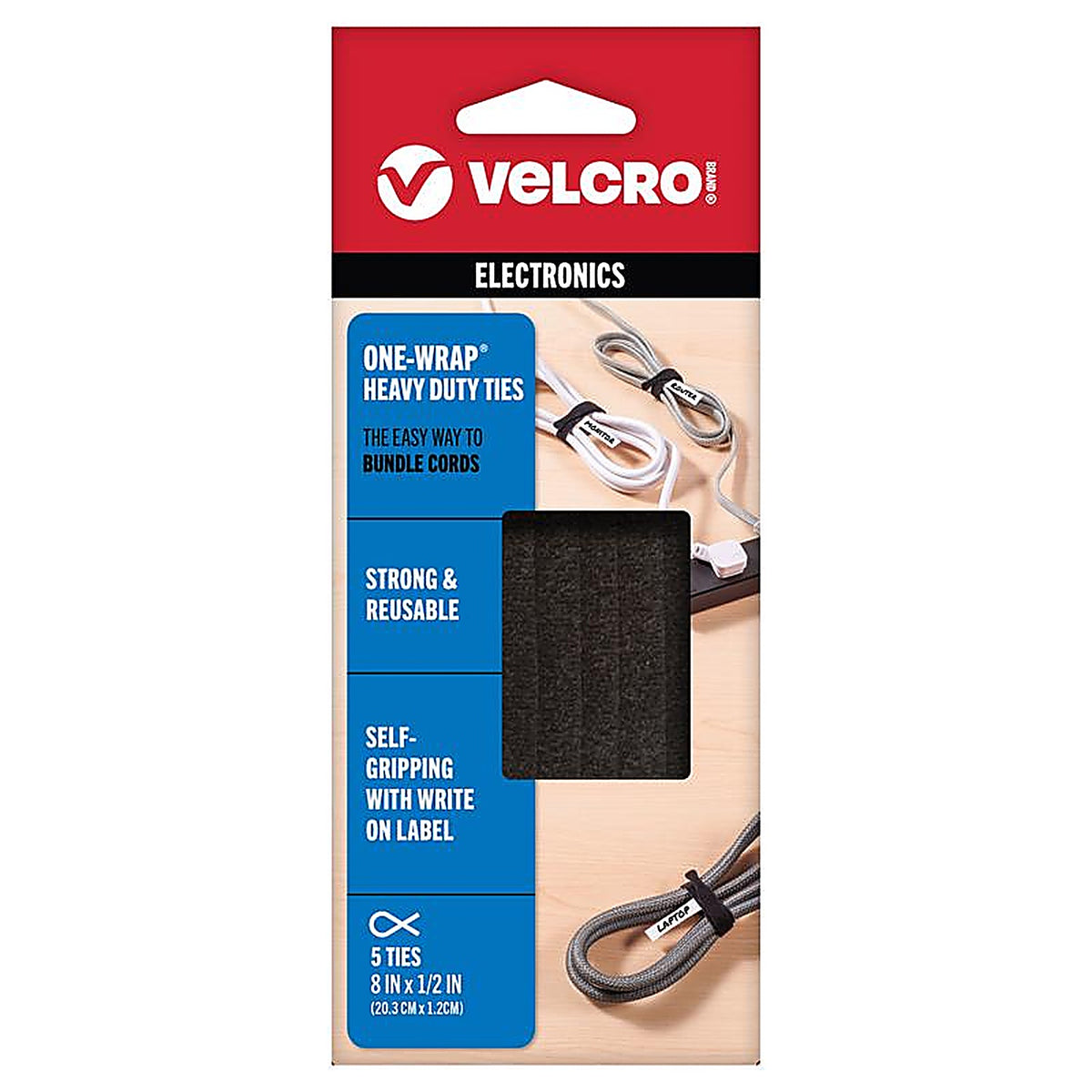 Velcro - 91426 - One-Wrap Strap 8 in. L - 5/Pack