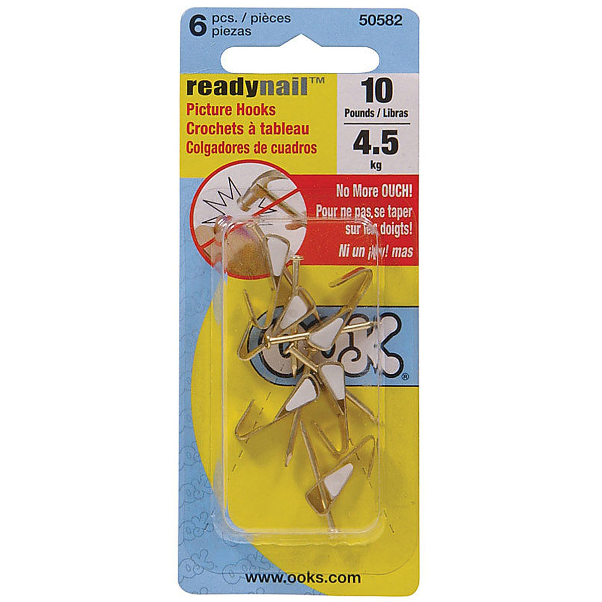 OOK - 50582 - ReadyNail Brass-Plated Conventional Picture H10 lb. - 6/Pack