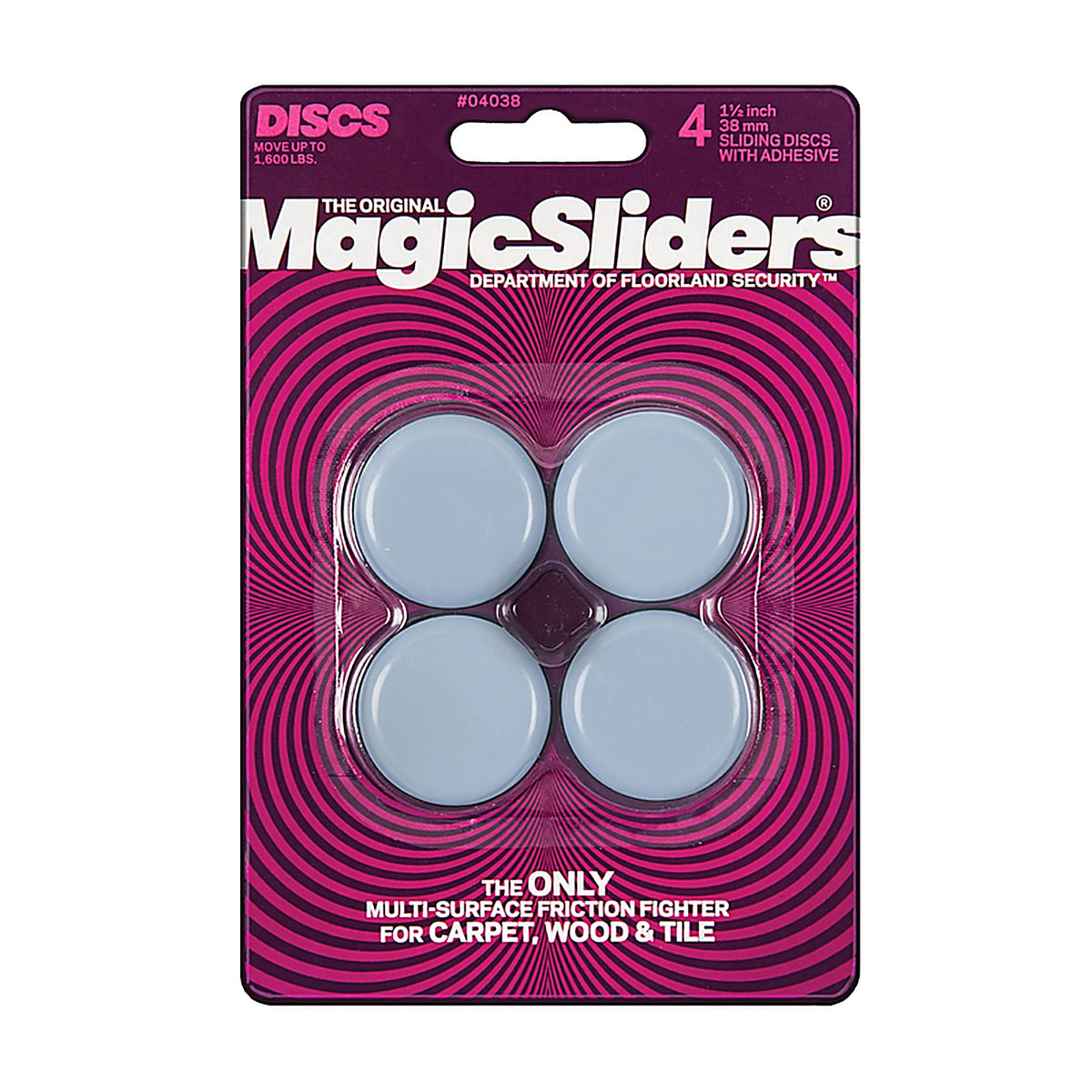 Magic Sliders - 4038 - Gray Self Adhesive Plastic Round 1-1/2 in. W - 4/Pack Floor Slide