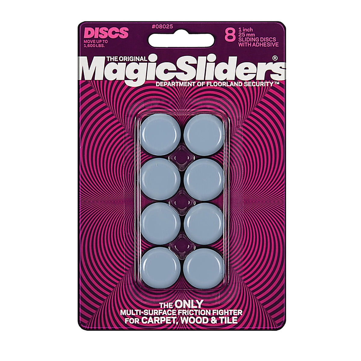 Magic Sliders - 8025 - Gray Self Adhesive Plastic 1 in. W x 1 in. L Floor Slide - 8/Pack
