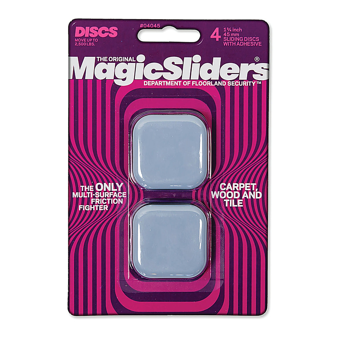 Magic Sliders - 4045 - Gray Plastic Square Floor Slide 1-3/4 in. L x 1-3/4 in. W Self Adhesive - 4/Pack