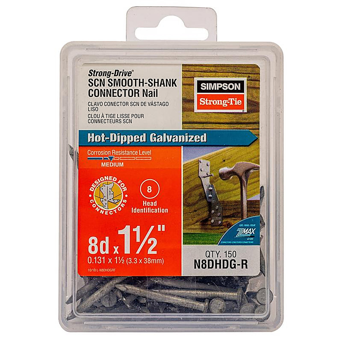Simpson Strong-Tie - N8DHDG-R - 8D 1-1/2 in. Wood Joiner Hot-Dipped Galvanized Steel Nail Round 1 lb.