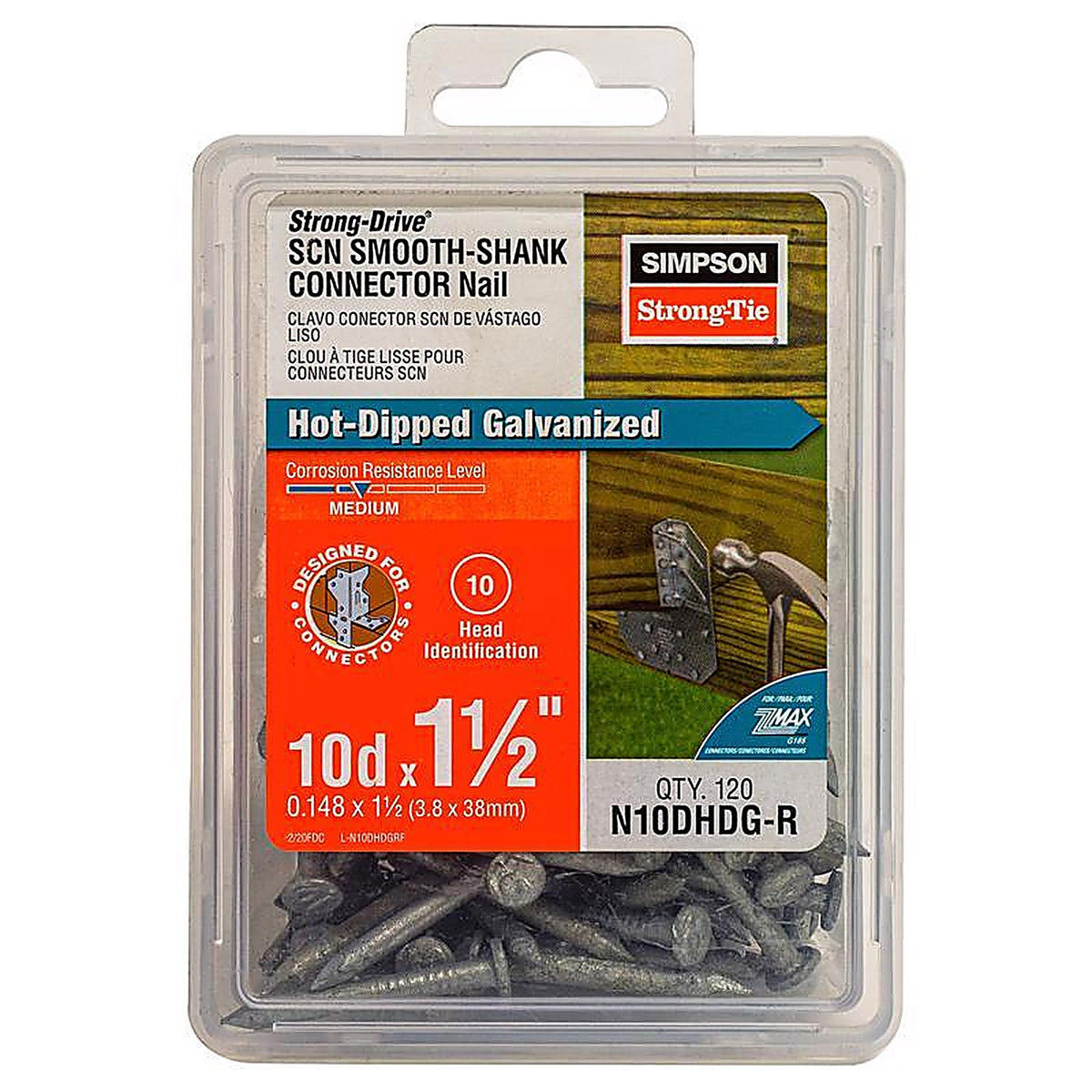 Simpson Strong-Tie - N10DHDG-R - 10D 1-1/2 in. Wood Joiner Hot-Dipped Galvanized Steel Nail Round 1 lb.