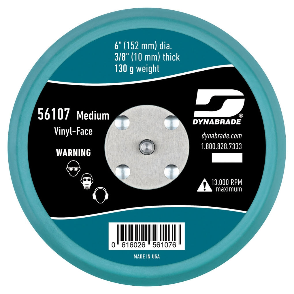 DYNABRADE - 56107 - 6 in (152 mm) Dia. Non-Vacuum Disc Pad, Vinyl-Face