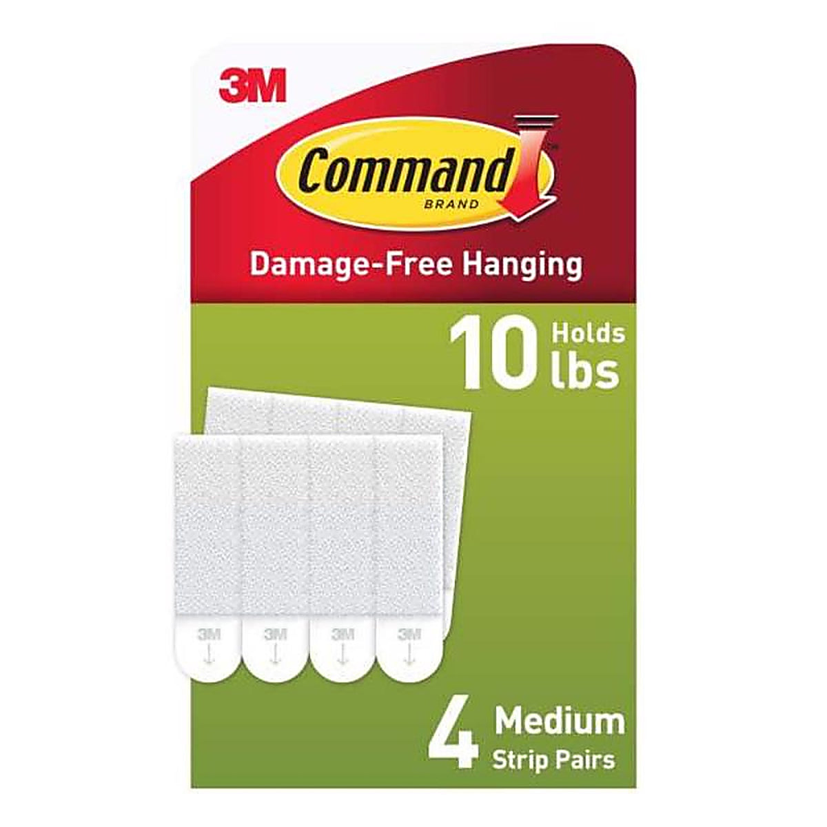 3M - 17201-4PK - White Picture Hanging Strips 12 lb. - 8/Pack Foam