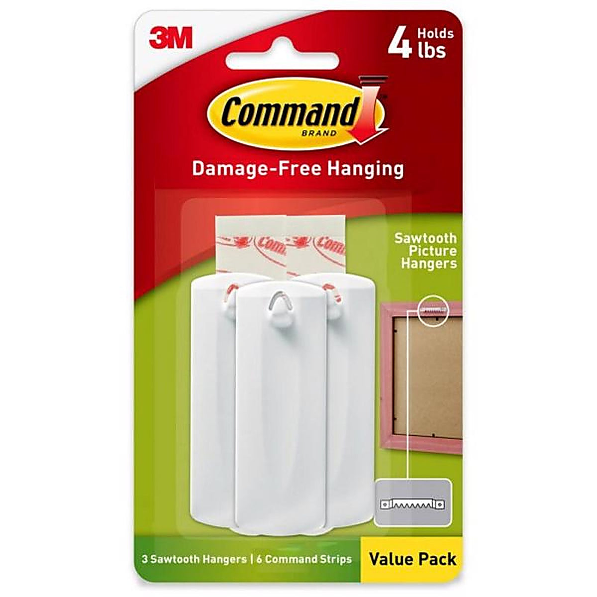 3M - 17042-ES - Command White Plastic Sawtooth - 3/Pack Picture Hanger