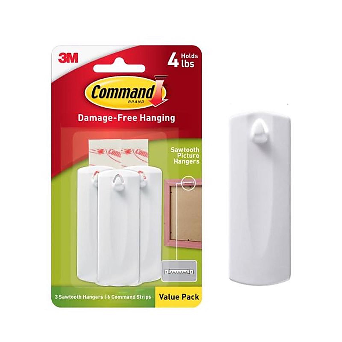 3M - 17042-ES - Command White Plastic Sawtooth - 3/Pack Picture Hanger