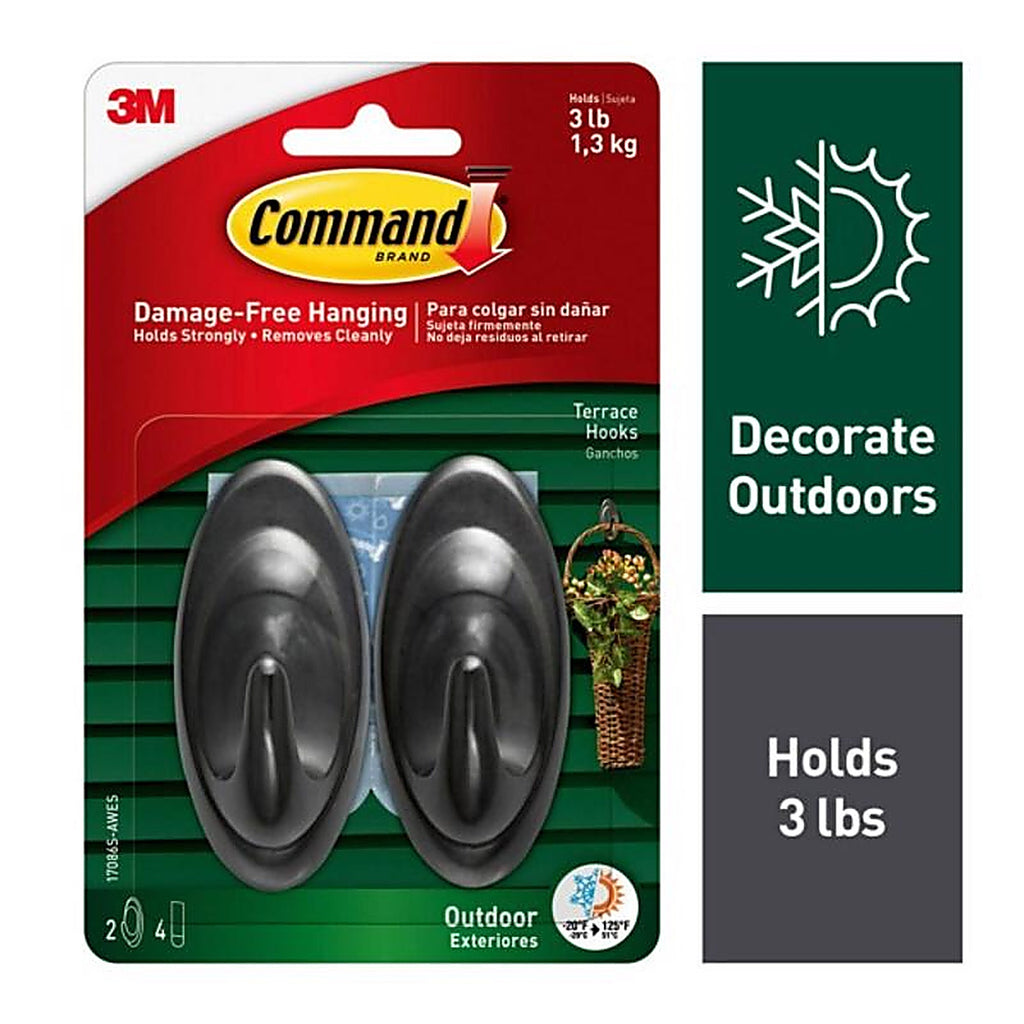 3M - 17086S-AWES - Medium Plastic Terrace Hooks 3-1/4 in. L - 2/Pack
