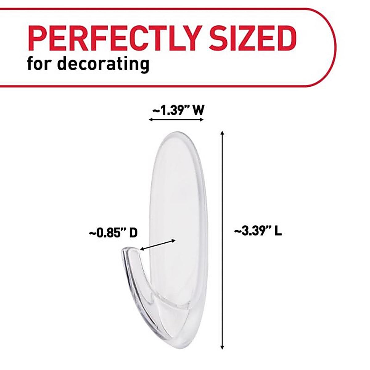 3M - 17093CLR-AWES - Large Plastic Hook 3-3/8 in. L - 1/Pack