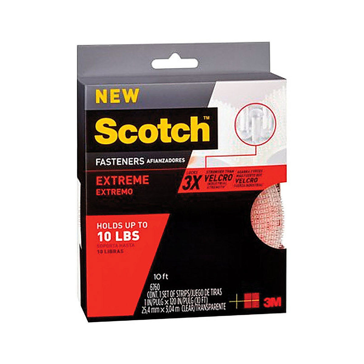 3M - RF6760 - Scotch Medium Foam Hook and Loop Fastener 10 in. L - 2/Pack