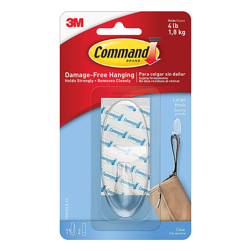 3M - 17093CLRES - Large Plastic Hook 3-3/8 in. L - 1/Pack