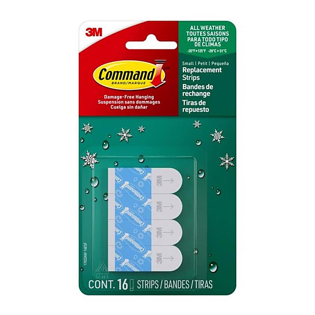 3M - 17022AW-ES - Small Foam Adhesive Strips 1-1/8 in. L - 16/Pack