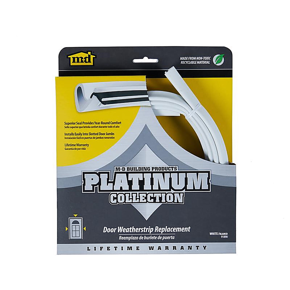 M-D - 91890 - White Rubber Weatherstrip For Doors, Doors 7 ft. L x 3/4 in.