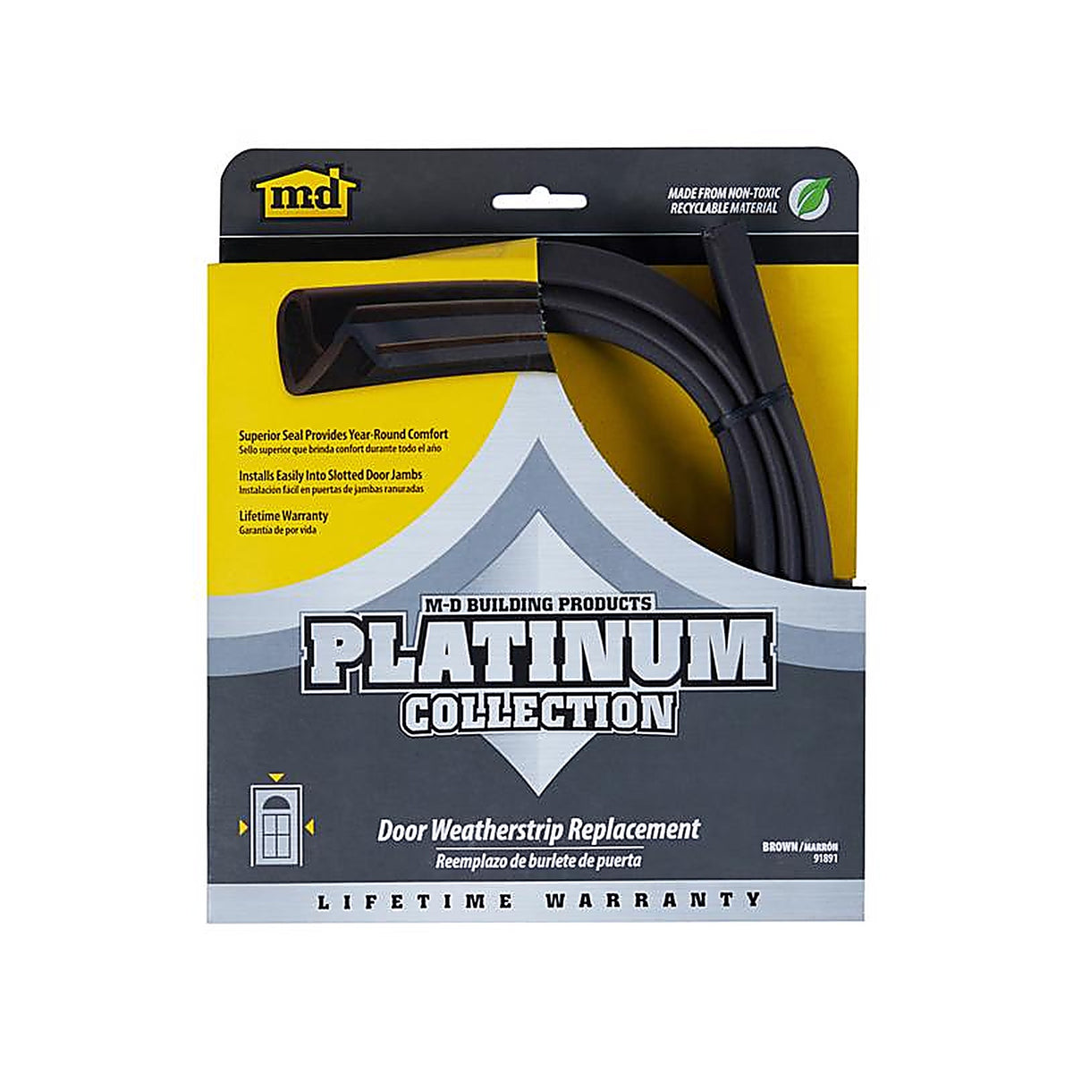 M-D - 91891 - Brown Rubber Weatherstrip For Doors, Doors 84 in. L x 3/4 in.