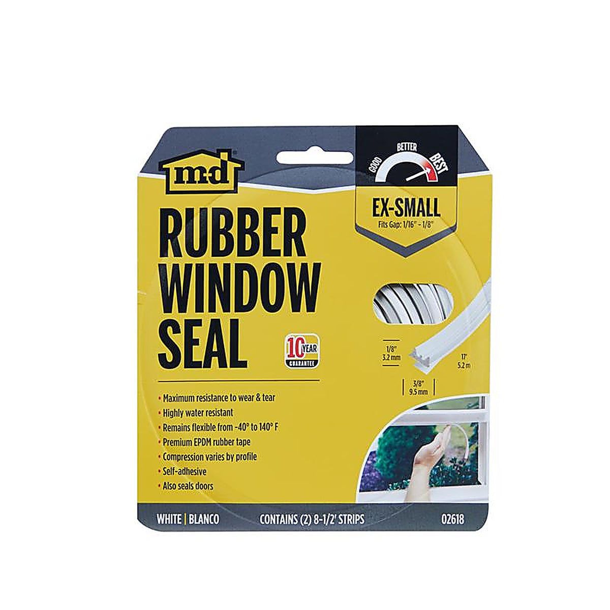 M-D - 2618 - White Rubber Weather Stripping Tape For Doors and Windows, Doors and Windows