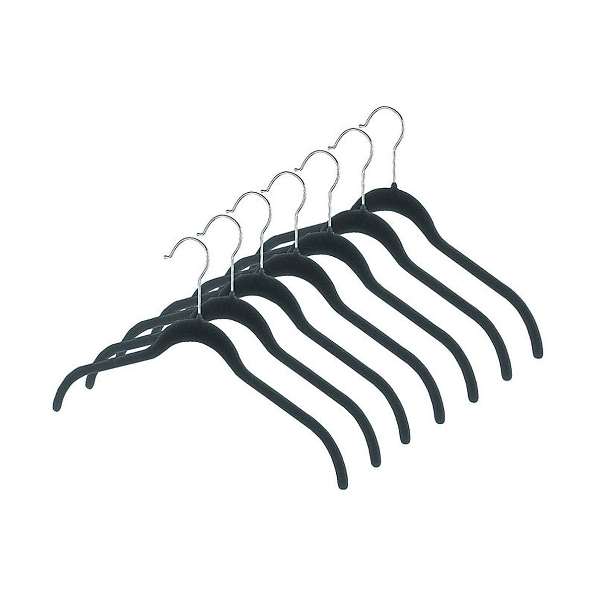 Whitmor - 6478-1622-7-BLK - 9 in. H X 1/10 in. W X 16-1/4 in. L Plastic Black Flocked Hanger 7 pk
