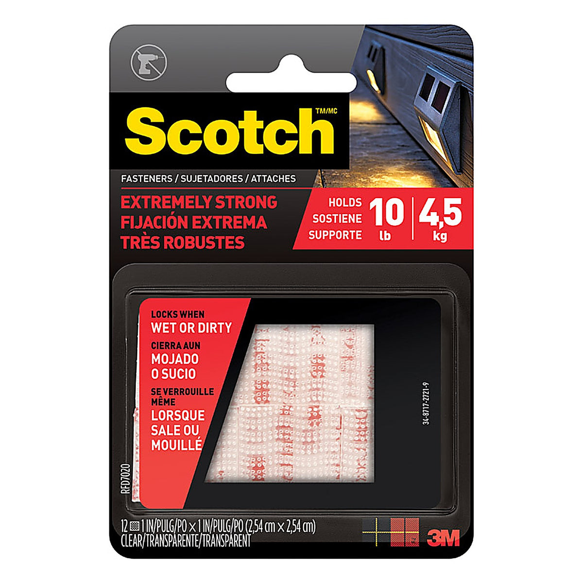 3M - RFD7020 - Scotch Medium Foam Hook and Loop Fastener 2 in. L - 6/Pack