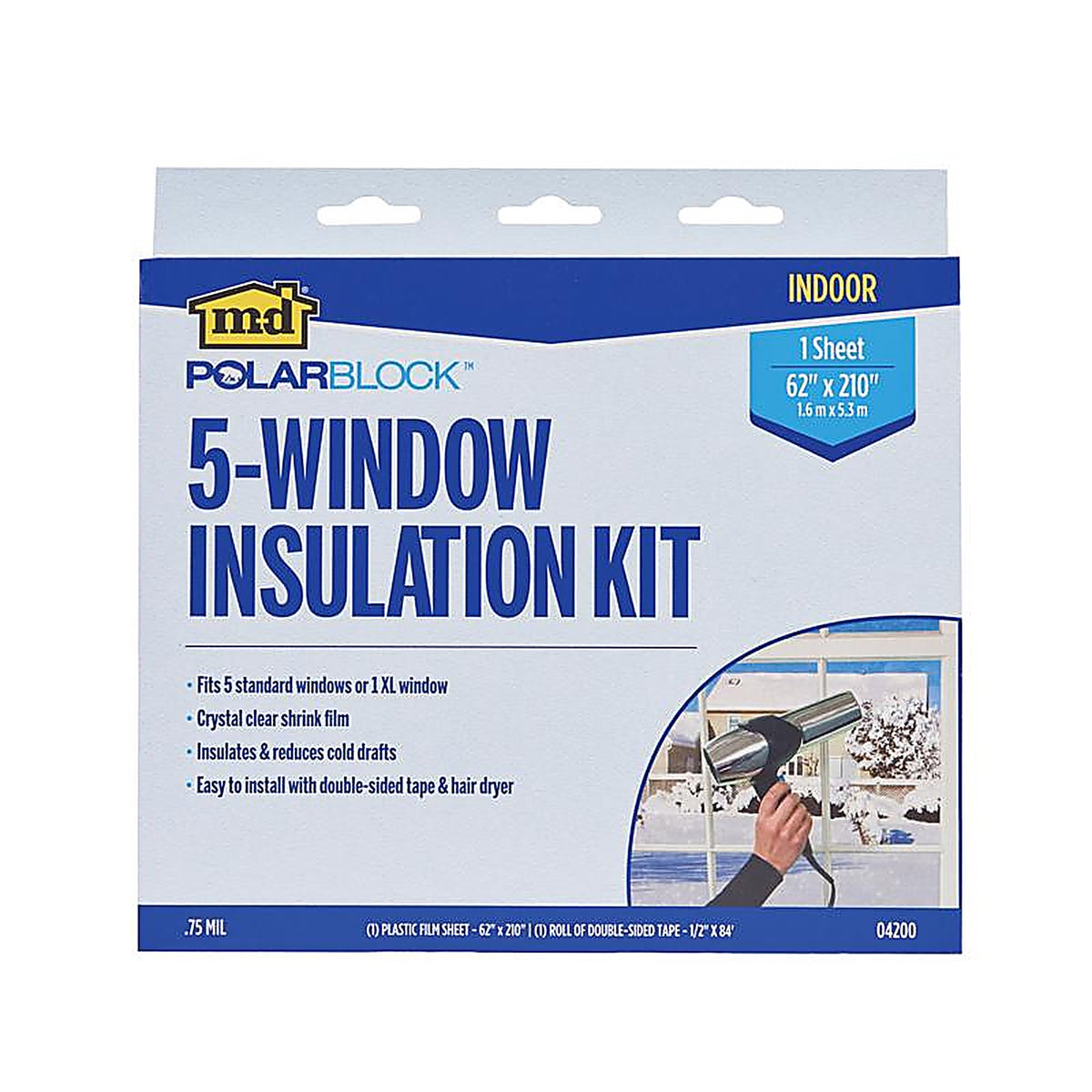 M-D - 4200 - Shrink & Seal Clear Indoor Window Film Insulator Kit 62 in. W x 210 in. L