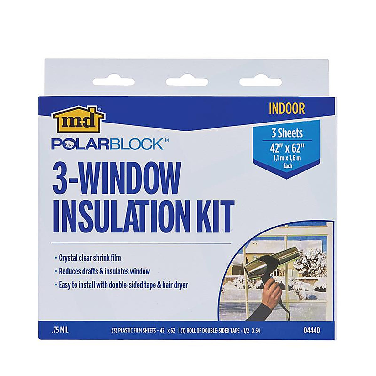 M-D - 4440 - Shrink & Seal Clear Indoor Window Film Insulator Kit 64 in. W x 120 in. L