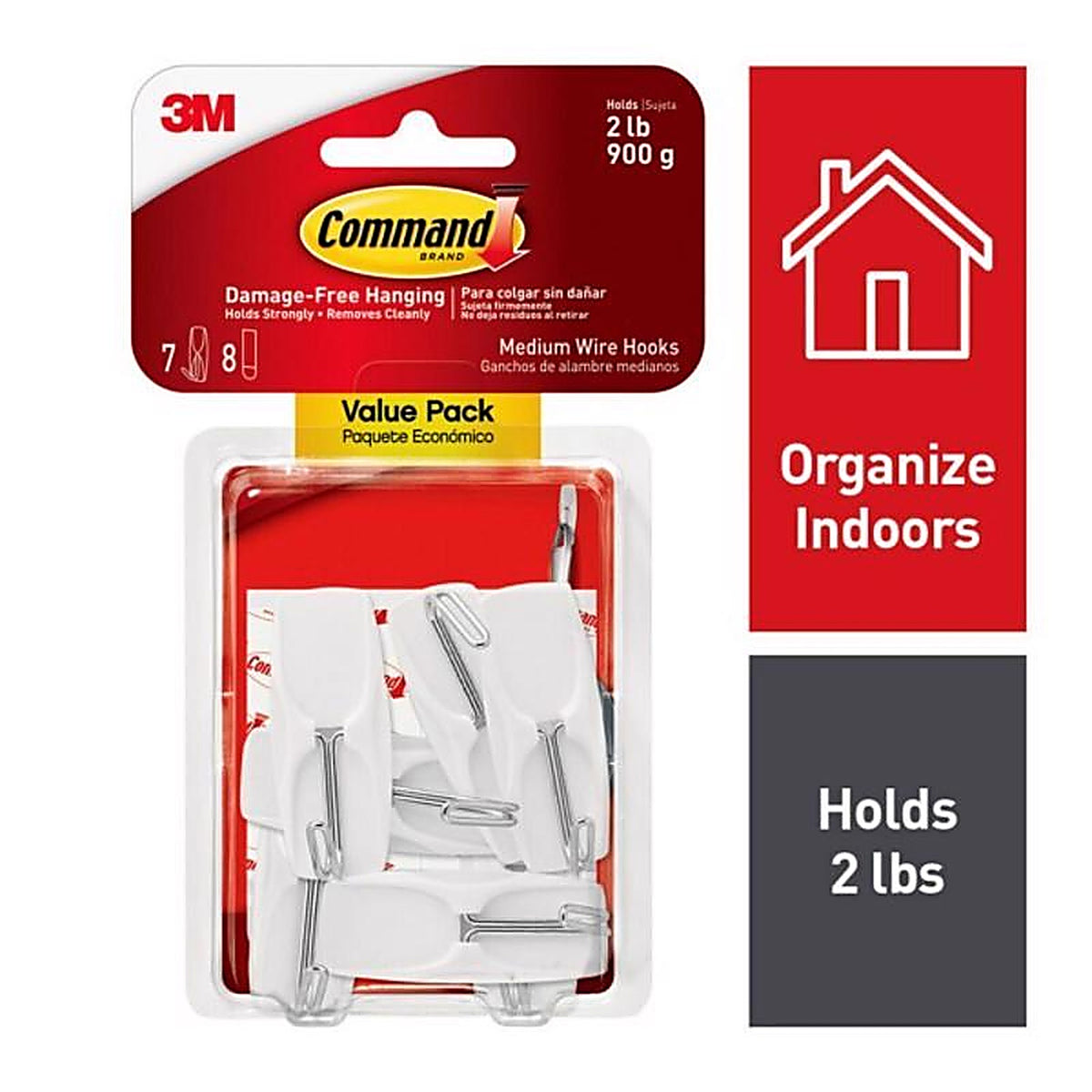 3M - 17065-7ES - Medium Plastic Wire Toggle Hooks 2-1/6 in. L 7/Pack