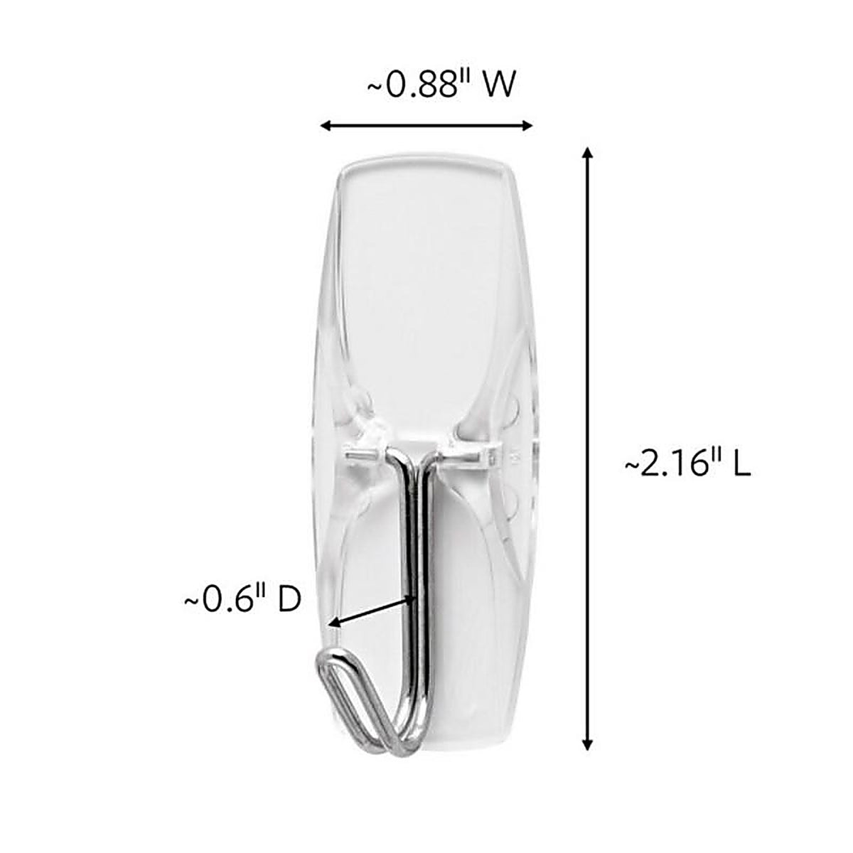 3M - 17065CLR-ES - Medium Plastic Hook 2-1/6 in. L - 2/Pack