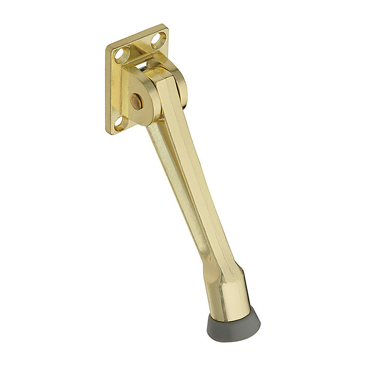 National Hardware - N184-218 - 5 in. W Zinc w/Rubber Tip Brass Kick-Down Door Holder Mounts to door