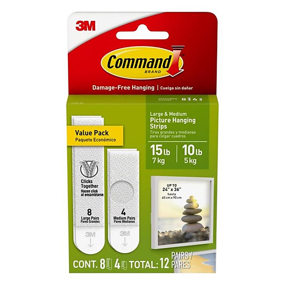 3M - 17209-ES - Command White Picture Hanging Strips - 24/Pack Foam