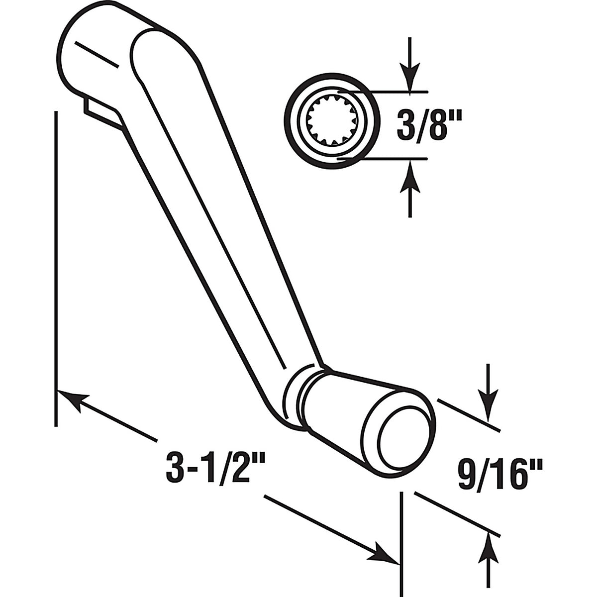 Prime-Line - H 3685 - Gray Zinc Awning/Louver Operator Crank Handle For Universal
