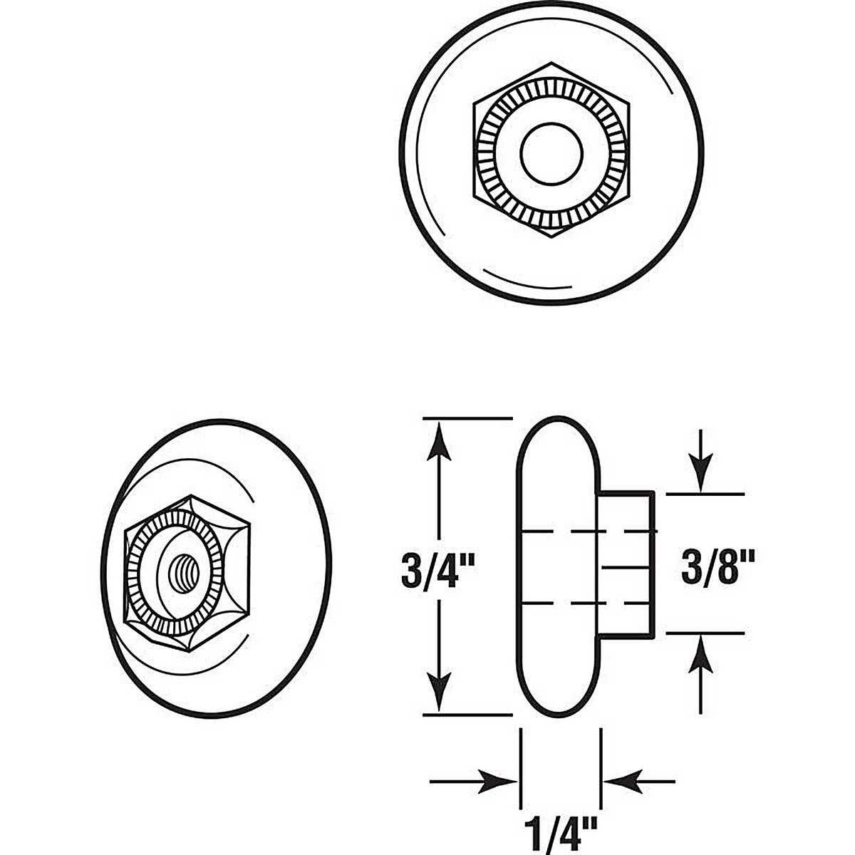 Prime-Line - M 6151 - 3/4 in. D X 1/4 in. L White Plastic/Steel Tub Enclosure Roller 2 pk
