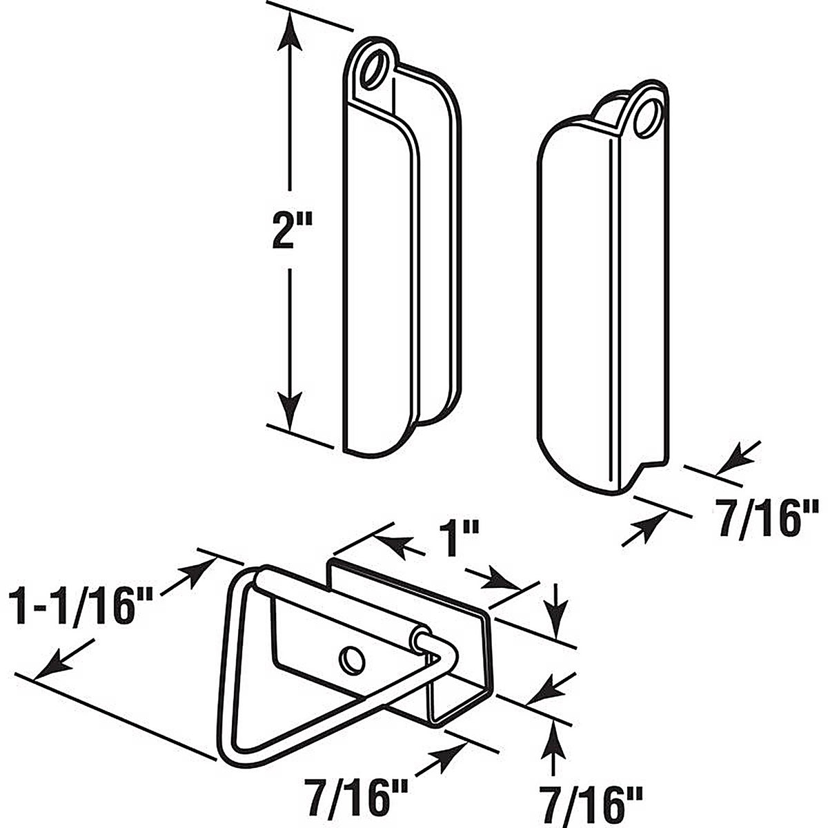 Prime-Line - L 5770 - Mill Silver Aluminum Hangers and Latches 1 pk