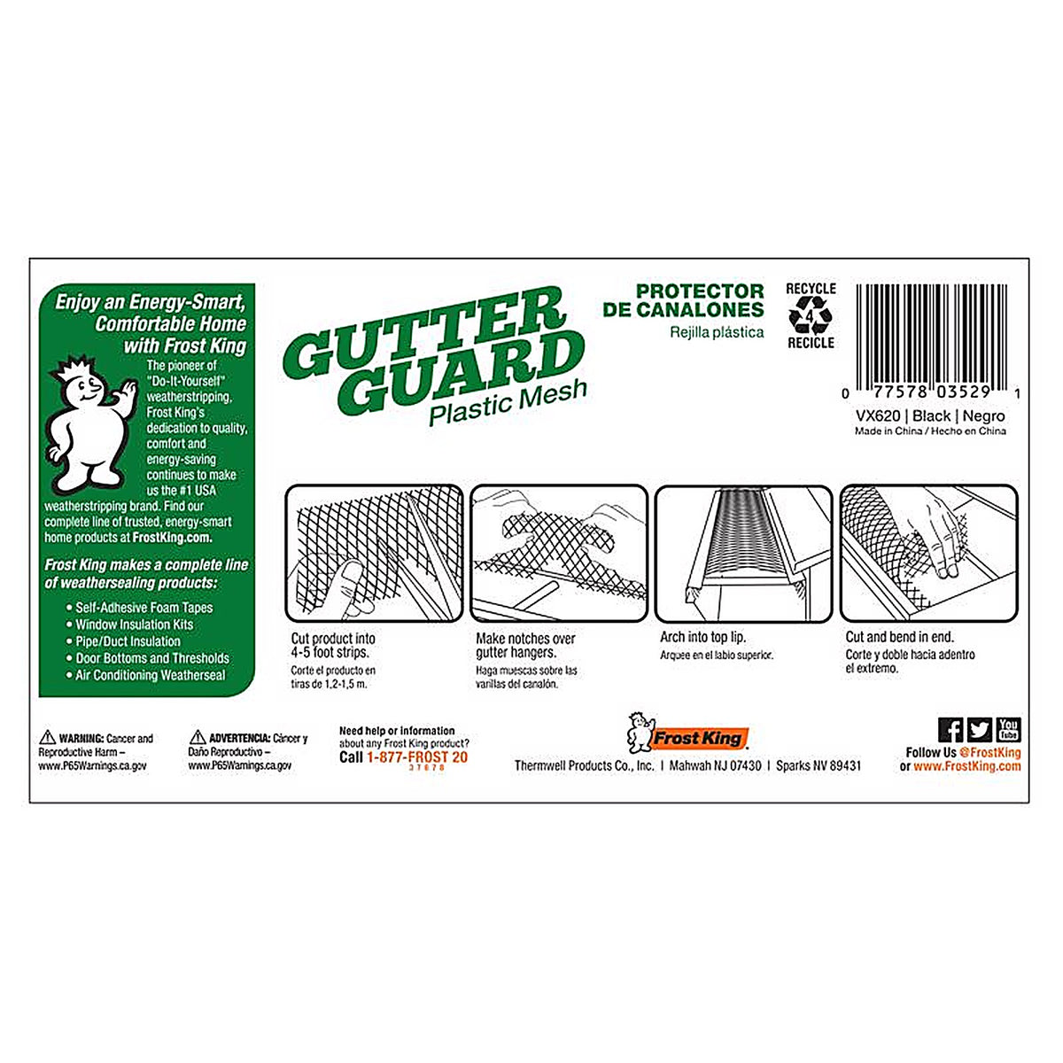 Frost King - VX620 - 6 in. W x 240 in. L Black Plastic Gutter Guard