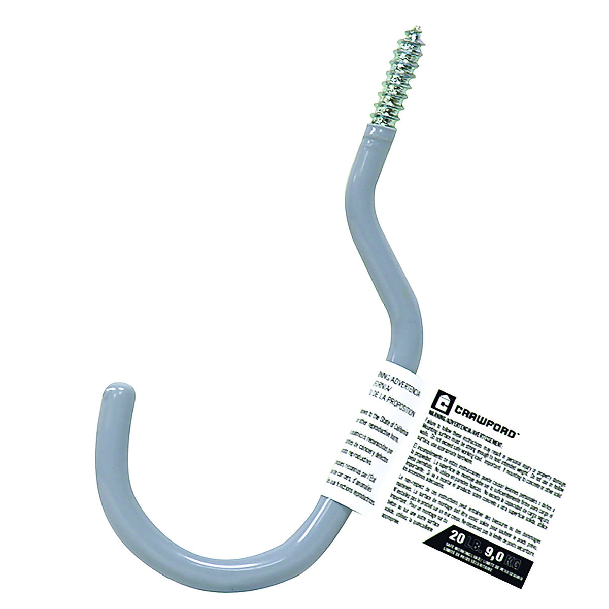 Crawford - SS18-25 - Medium Vinyl Coated Gray Steel 5.91 in. L Hook 20 lb. - 1/Pack