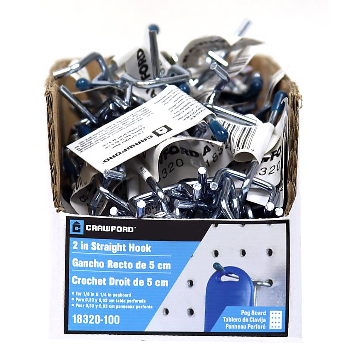 Crawford - 18320-100 - Zinc Plated Silver Steel 2 in. Peg Hooks - 1/Pack