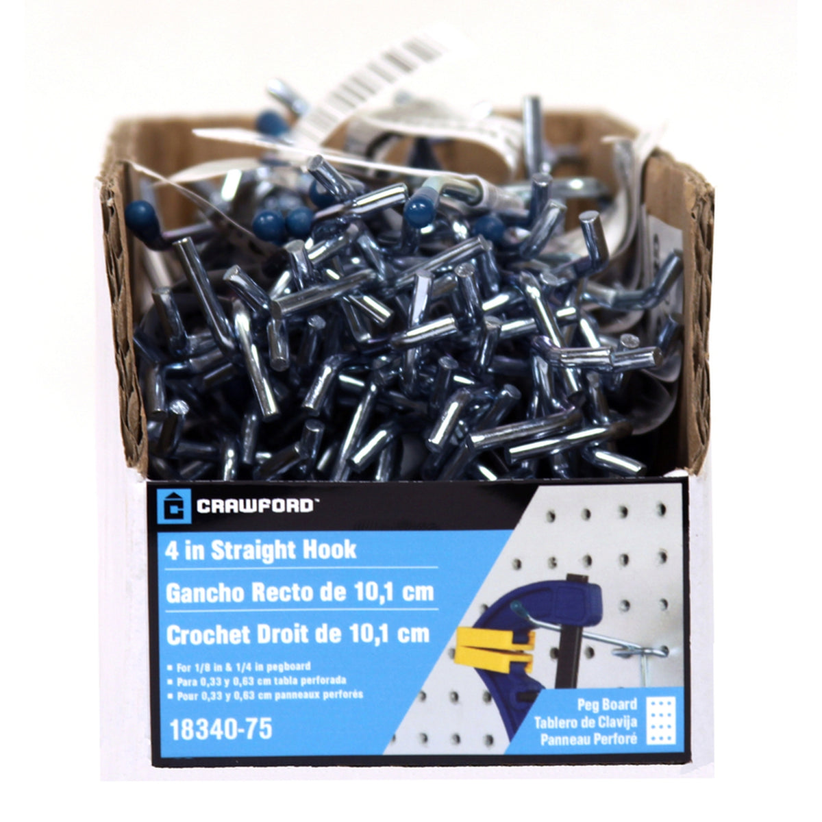 Crawford - 18340-75 - Zinc Plated Silver Steel 4 in. Peg Hooks - 1/Pack