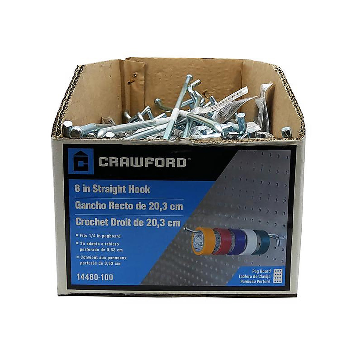 Crawford - 14480-100 - Zinc Plated Silver Steel 8 in. Peg Hooks - 1/Pack