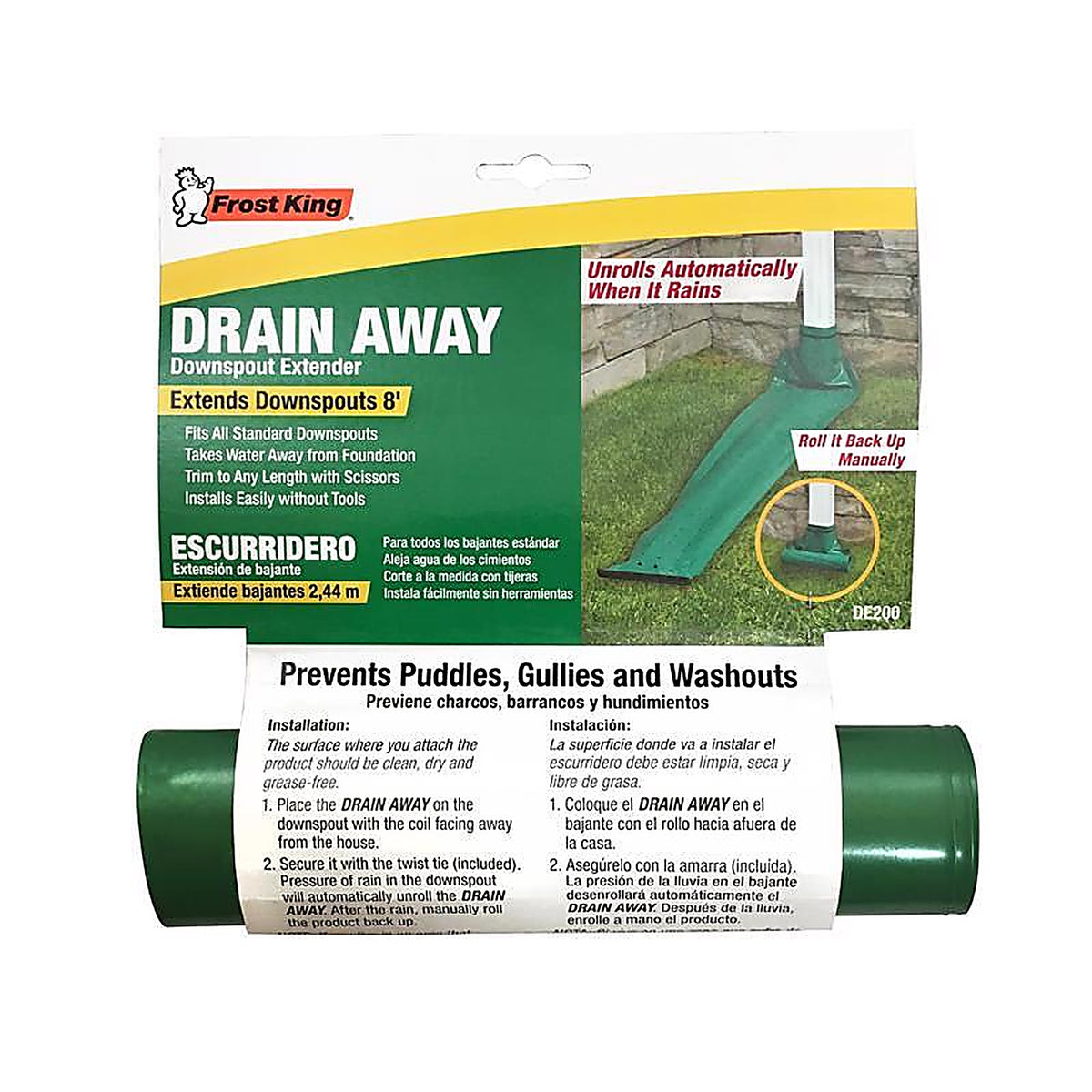 Frost King - DE200 - Drain Away 84 in. W X 96 in. L Green Plastic K Downspout Extension