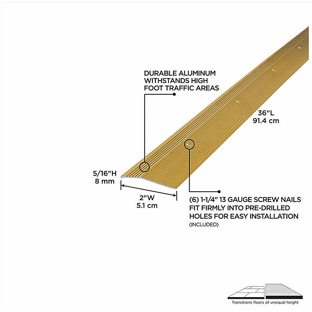 M-D - 79244 - 36 in. L Prefinished Satin Brass Aluminum Carpet Trim