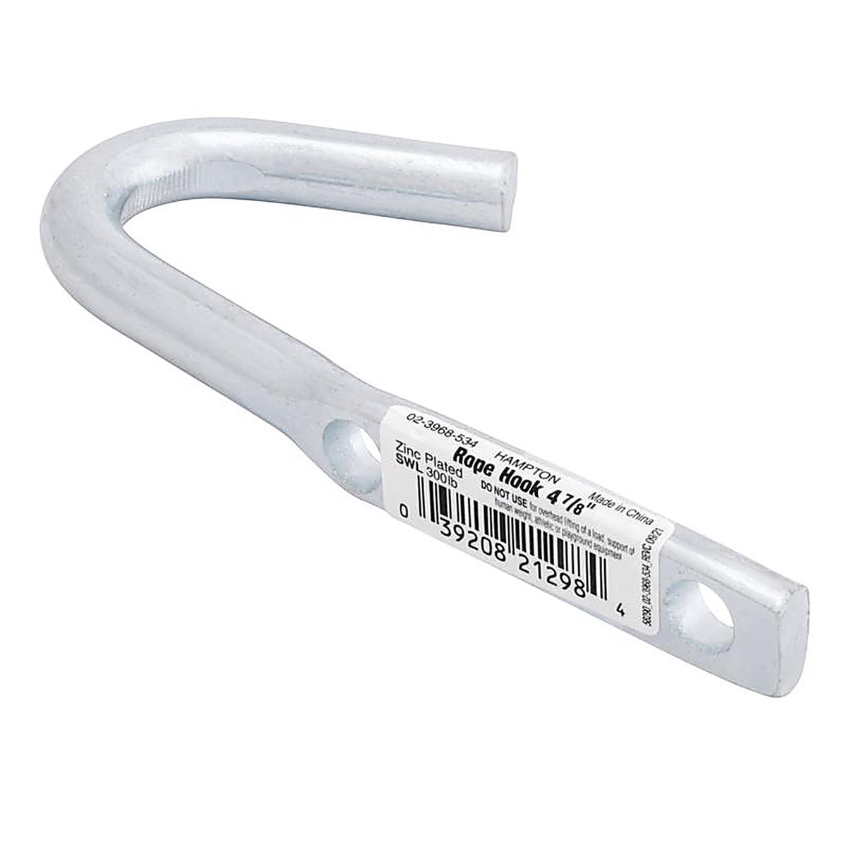 Hampton - 02-3968-534 - Small Zinc-Plated Silver Steel 4.875 in. L Rope Binding Hook 300 lb. - 1/Pack