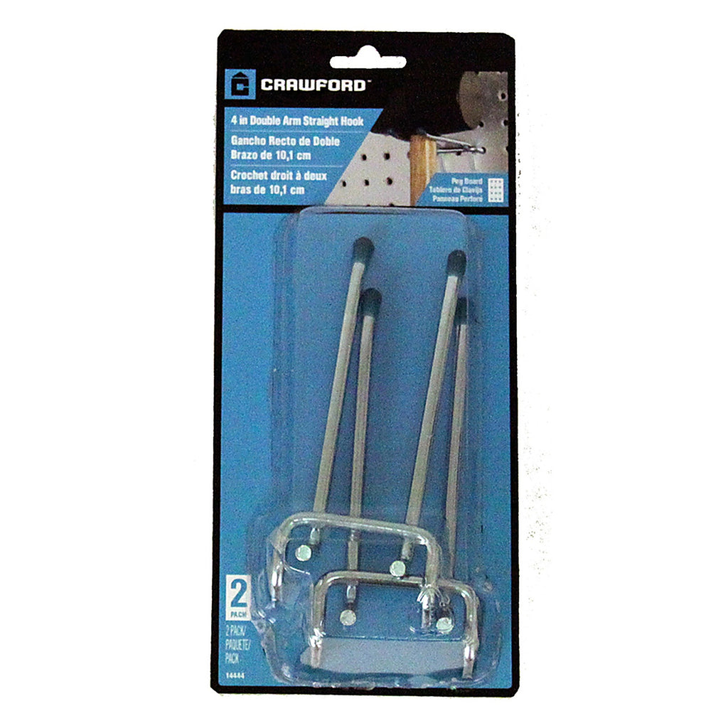 Crawford - 14444 - Silver Steel 4 in. Peg Hooks - 2/Pack