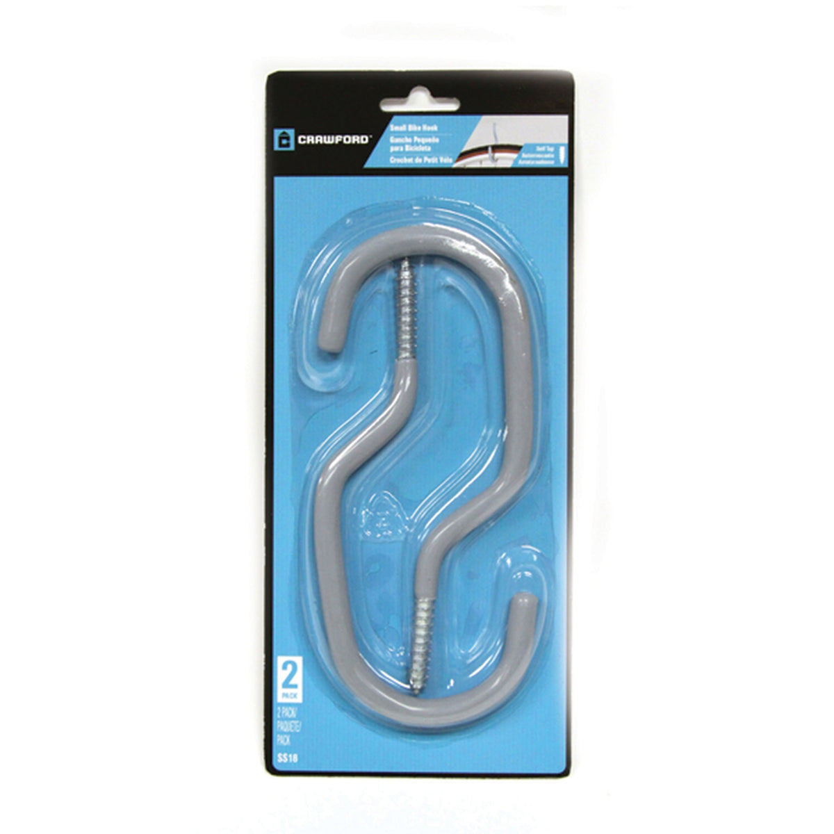 Crawford - SS18 - 5.9 in. L Vinyl Coated Gray Steel Medium Storage Hook 13 lb. capacity - 2/Pack