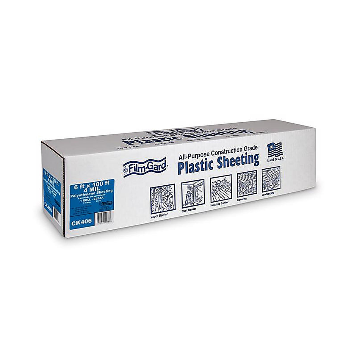 Film-Gard - 625898 - Plastic Sheeting 4 mil X 6 ft. W X 100 ft. L Polyethylene Clear 1 pk