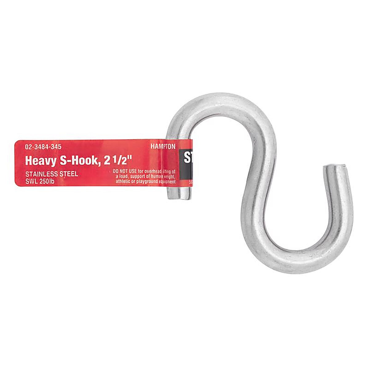 Hampton - 02-3484-345 - Small Steel 2.5 in. L S-Hook 250 lb. - 1/Pack
